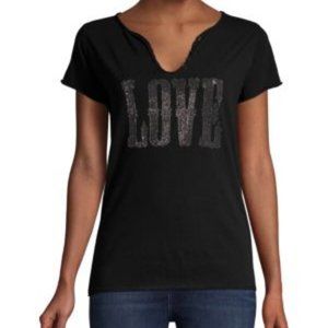 ZADIG & VOLTAIRE Tunisien Strass Love Black T Shirt XS